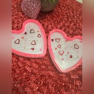 Pink Heart-Shaped Trinket Trays/Coasters